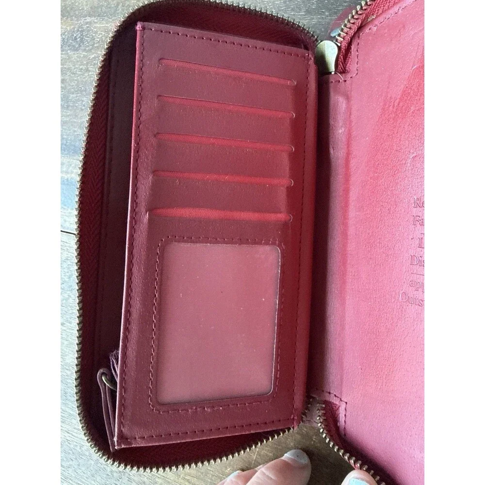 Pola - PU Red Leather Long Clutch Trifold Wallet Credit Card ID Purse Wristlet